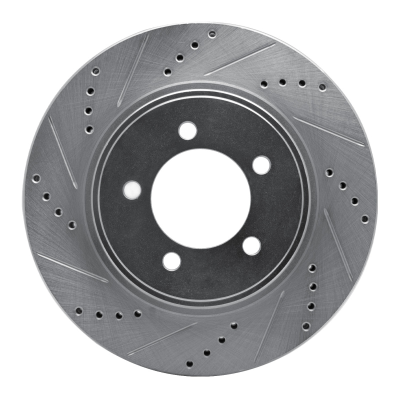 Ford Explorer Sport Trac Brake Rotor (1) - Front Left - R1 Concepts - Drilled & Slotted - Silver - `06-`10